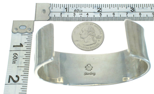 Southwest Multicolor Native American Village Or Pueblo Design Sterling Silver Cuff Bracelet RX69158