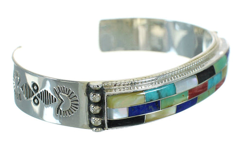 Southwest Multicolor Genuine Sterling Silver Cuff Bracelet RX69202