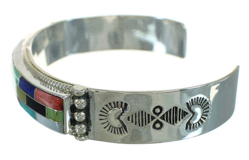 Southwest Multicolor Genuine Sterling Silver Cuff Bracelet RX69202