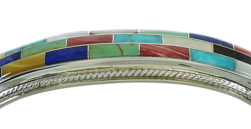 Southwest Multicolor Genuine Sterling Silver Cuff Bracelet RX69202