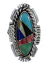 Silver Southwestern Multicolor Inlay Ring Size 6-1/4 QX77483