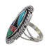 Silver Southwestern Multicolor Inlay Ring Size 6-1/4 QX77483