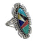 Sterling Silver Southwest Multicolor Inlay Ring Size 6-1/2 QX77485
