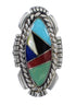 Authentic Sterling Silver Southwestern Multicolor Inlay Ring Size 4-3/4 QX77765