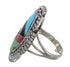 Southwestern Sterling Silver Multicolor Inlay Ring Size 5-1/2 QX77771