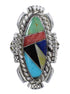Southwest Genuine Sterling Silver Multicolor Inlay Ring Size 5 QX77775