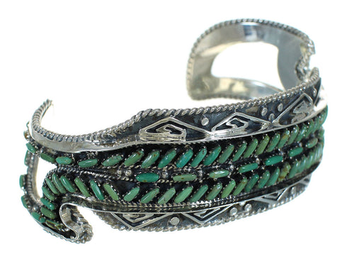 Turquoise Needlepoint Sterling Silver Water Waves Cuff Bracelet RX78328