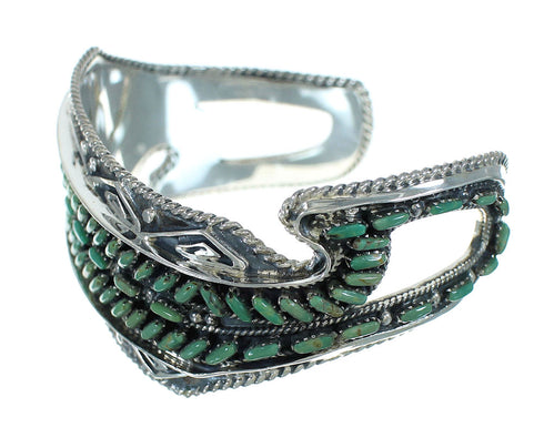 Turquoise Needlepoint Sterling Silver Water Waves Cuff Bracelet RX78328