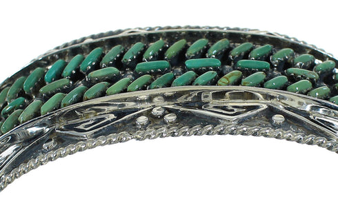 Turquoise Needlepoint Sterling Silver Water Waves Cuff Bracelet RX78328