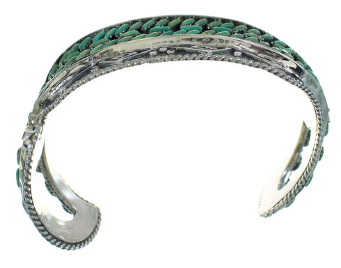 Turquoise Needlepoint Sterling Silver Water Waves Cuff Bracelet RX78328