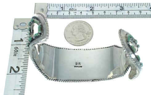 Turquoise Needlepoint Sterling Silver Water Waves Cuff Bracelet RX78328