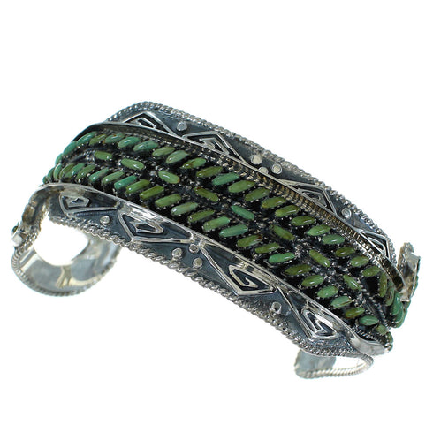 Sterling Silver Water Wave Turquoise Needlepoint Southwest Cuff Bracelet RX78334