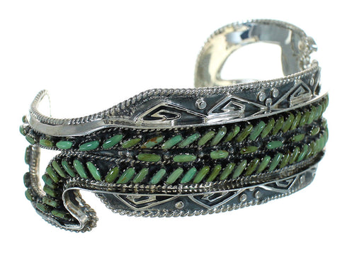Sterling Silver Water Wave Turquoise Needlepoint Southwest Cuff Bracelet RX78334