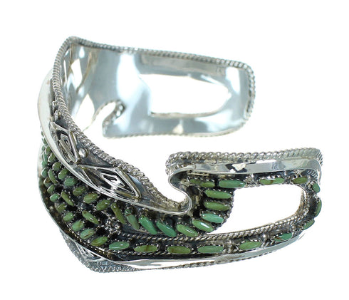 Sterling Silver Water Wave Turquoise Needlepoint Southwest Cuff Bracelet RX78334