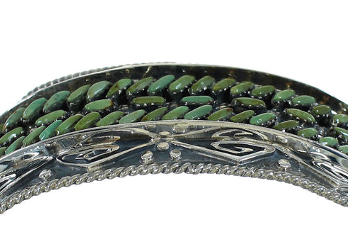 Sterling Silver Water Wave Turquoise Needlepoint Southwest Cuff Bracelet RX78334