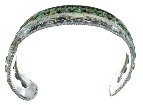 Sterling Silver Water Wave Turquoise Needlepoint Southwest Cuff Bracelet RX78334