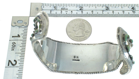 Sterling Silver Water Wave Turquoise Needlepoint Southwest Cuff Bracelet RX78334