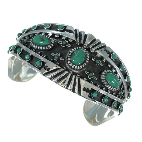Turquoise Genuine Sterling Silver Southwest Sturdy Cuff Bracelet RX78353