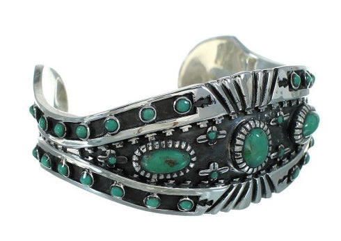Turquoise Genuine Sterling Silver Southwest Sturdy Cuff Bracelet RX78353