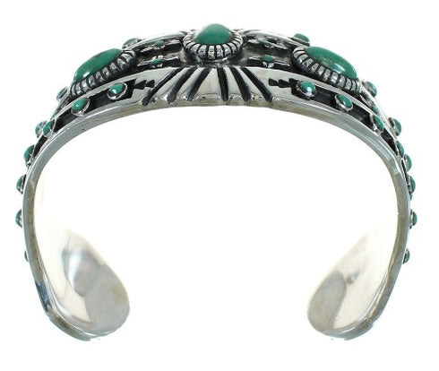 Turquoise Genuine Sterling Silver Southwest Sturdy Cuff Bracelet RX78353
