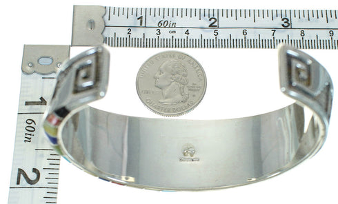 Sterling Silver Southwestern Multicolor Water Wave Cuff Bracelet AX78096