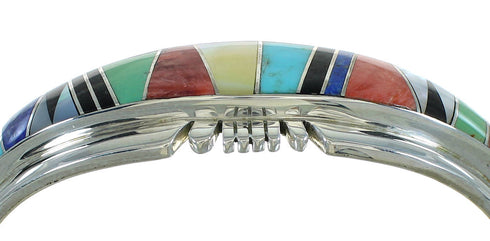 Southwestern Sterling Silver Multicolor Inlay Cuff Bracelet AX78114