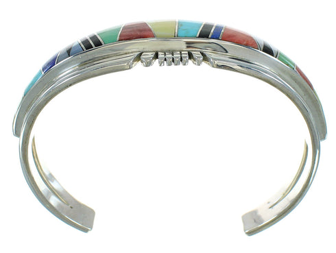 Southwestern Sterling Silver Multicolor Inlay Cuff Bracelet AX78114