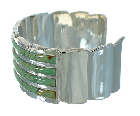 Turquoise Inlay Southwest Sterling Silver Cuff Bracelet AX77967