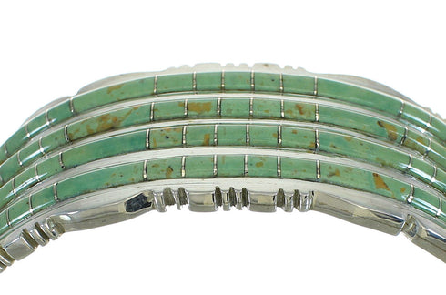 Turquoise Inlay Southwest Sterling Silver Cuff Bracelet AX77967