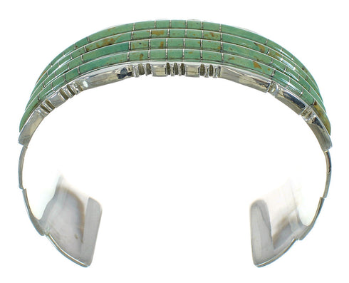Turquoise Inlay Southwest Sterling Silver Cuff Bracelet AX77967