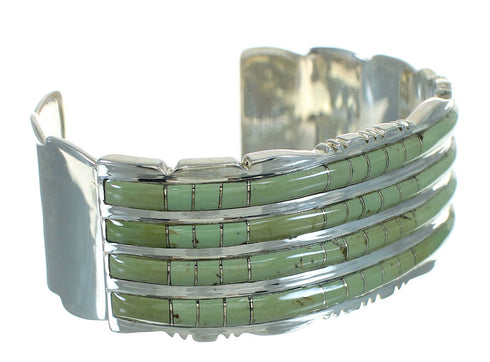 Turquoise Inlay Southwestern Sterling Silver Cuff Bracelet AX77970