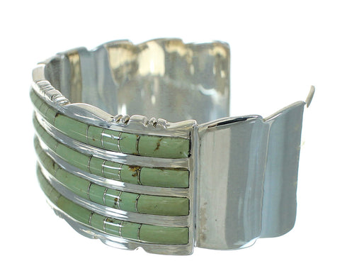 Turquoise Inlay Southwestern Sterling Silver Cuff Bracelet AX77970