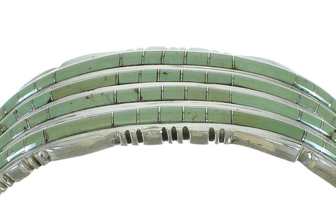 Turquoise Inlay Southwestern Sterling Silver Cuff Bracelet AX77970