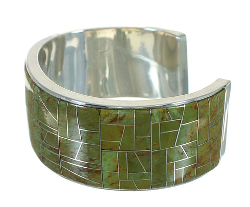 Turquoise Inlay Sterling Silver Southwestern Cuff Bracelet AX77995
