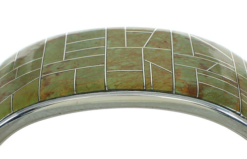 Turquoise Inlay Sterling Silver Southwestern Cuff Bracelet AX77995