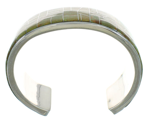 Turquoise Inlay Sterling Silver Southwestern Cuff Bracelet AX77995