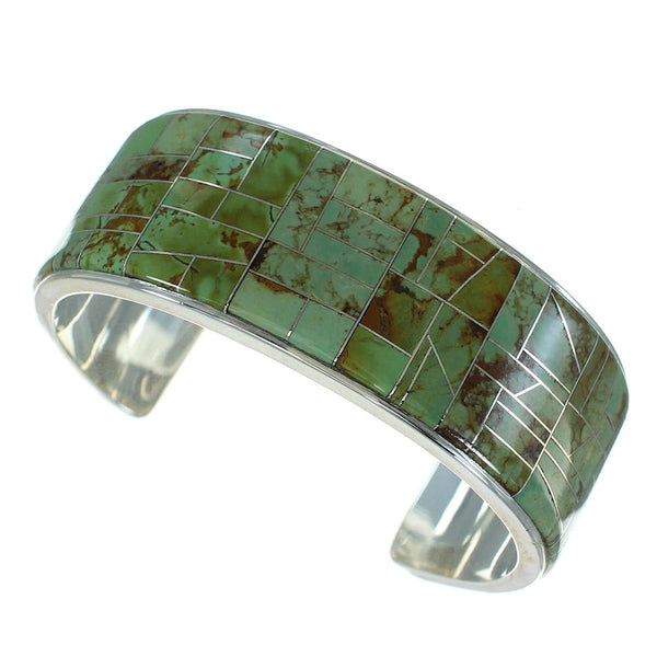 Turquoise Inlay Silver Southwest Cuff Bracelet AX77998