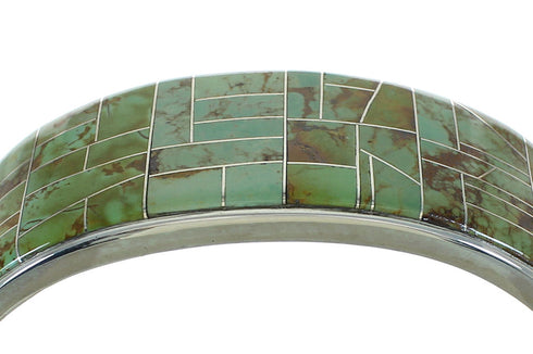 Turquoise Inlay Silver Southwest Cuff Bracelet AX77998