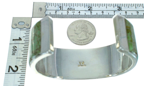 Turquoise Inlay Silver Southwest Cuff Bracelet AX77998