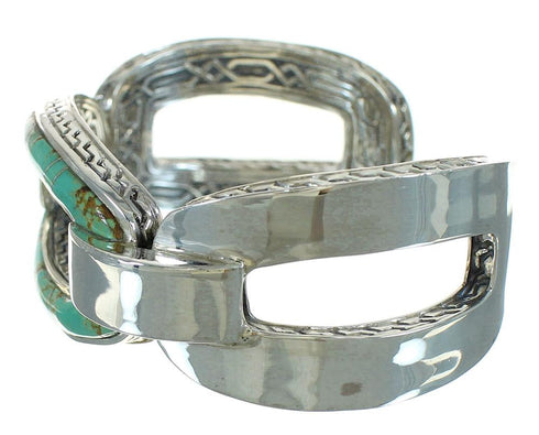 Turquoise Inlay Genuine Sterling Silver Southwest Cuff Bracelet AX78013
