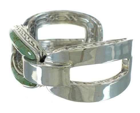 Turquoise Inlay Genuine Sterling Silver Southwest Cuff Bracelet AX78016