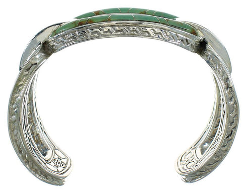 Turquoise Inlay Genuine Sterling Silver Southwest Cuff Bracelet AX78016