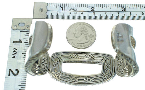 Turquoise Inlay Genuine Sterling Silver Southwest Cuff Bracelet AX78016