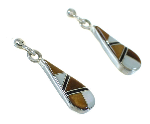 Southwest Multicolor Sterling Silver Tear Drop Post Dangle Earrings AX81223