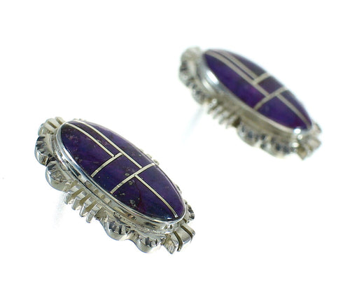 Sterling Silver Magenta Turquoise Inlay Post Earrings RX65265