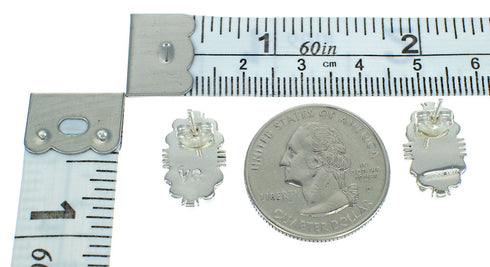 Sterling Silver Magenta Turquoise Inlay Post Earrings RX65265