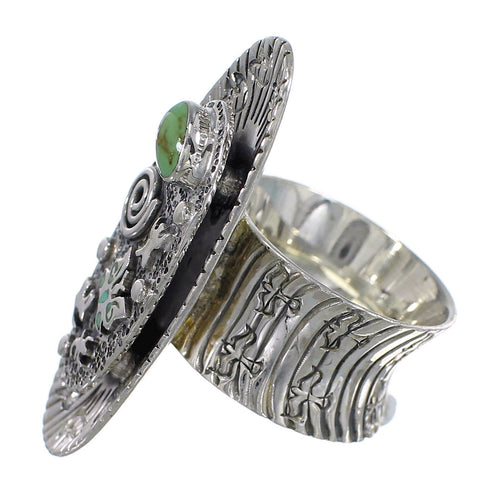 Southwestern Sterling Silver Turquoise Butterfly Bear Ring Size 5-3/4 WX81030
