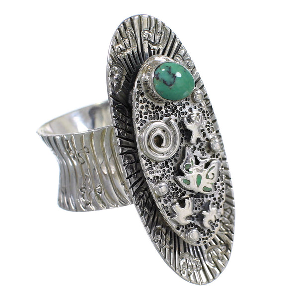 Sterling Silver Turquoise Butterfly Bear Southwest Ring Size 8-1/2 WX81031