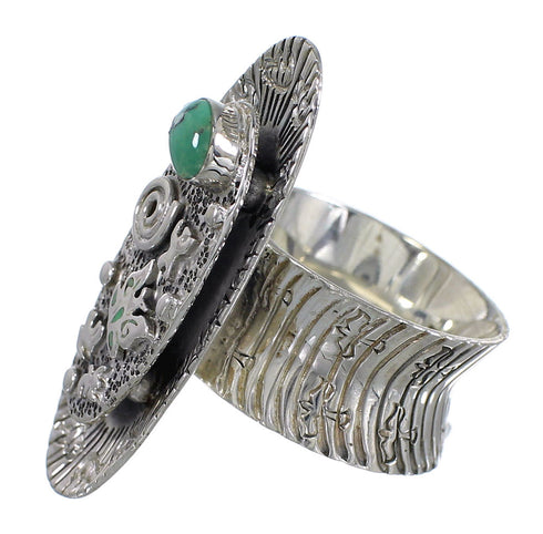 Sterling Silver Turquoise Butterfly Bear Southwest Ring Size 8-1/2 WX81031