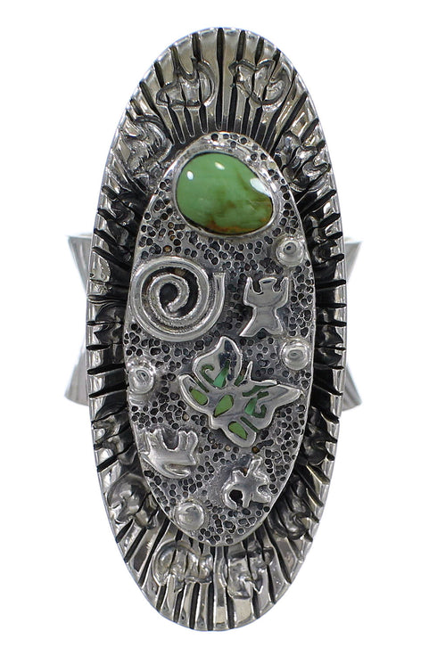 Sterling Silver Southwestern Turquoise Butterfly Bear Ring Size 6 WX81037